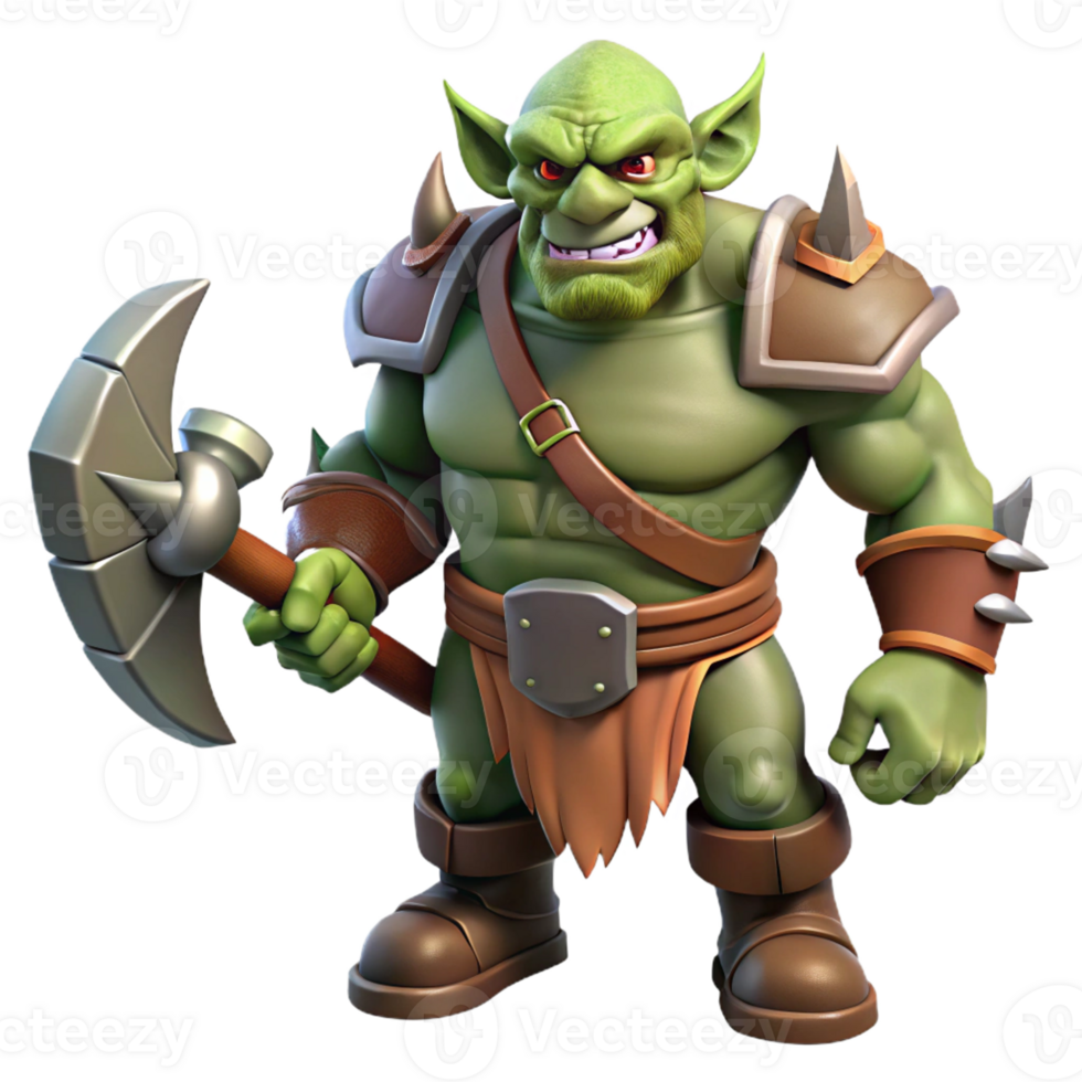 stunning vintage A Fierce Orc Chieftain Wielding a Massive professional png