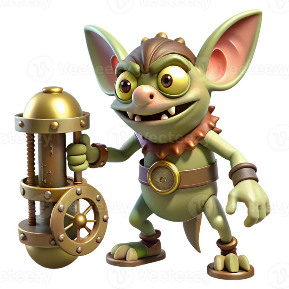 beautiful creative A Mischievous Gremlin Sabotaging a Clockw professional png
