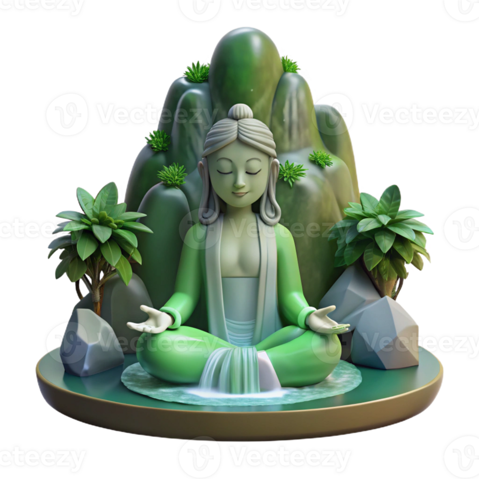 impressive vintage A Serene Forest Spirit Meditating Under A premium png
