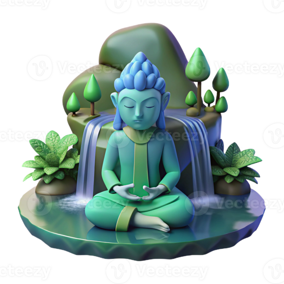 serene modern A Serene Forest Spirit Meditating Under A png
