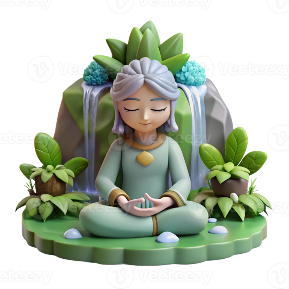 wonderful artistic A Serene Forest Spirit Meditating Under A high resolution png