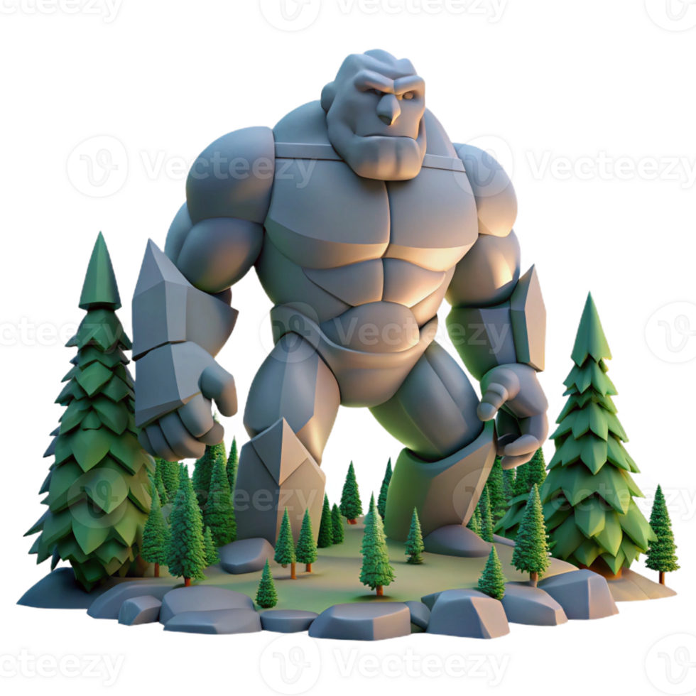 impressive modern A Colossal Golem Stomping Through a Fores high quality png