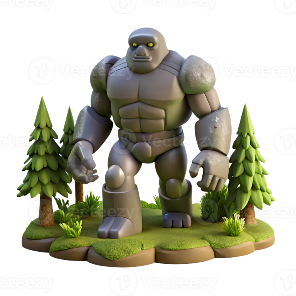 vibrant classic A Colossal Golem Stomping Through a Fores png