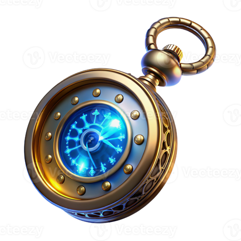 serene vintage A Complex Steampunk Pocket Watch Floating premium png