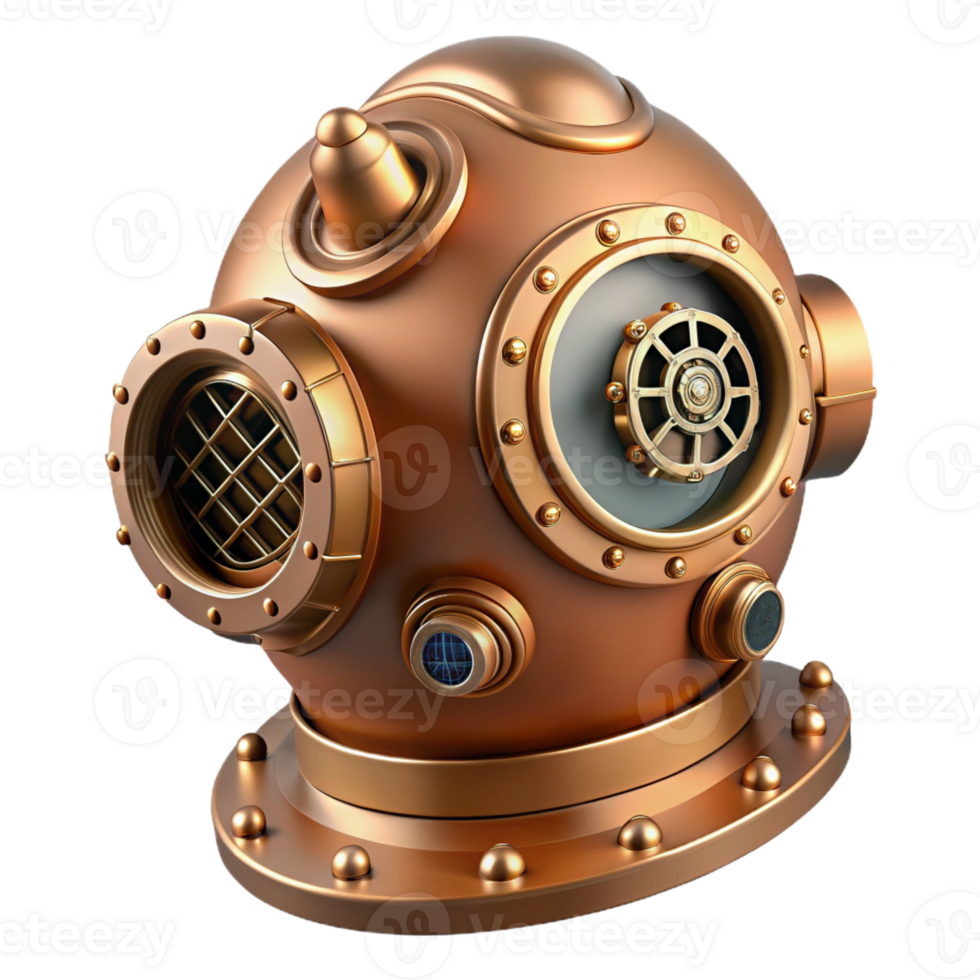dramatic creative A Steampunk Diving Helmet with Intricate G exclusive png