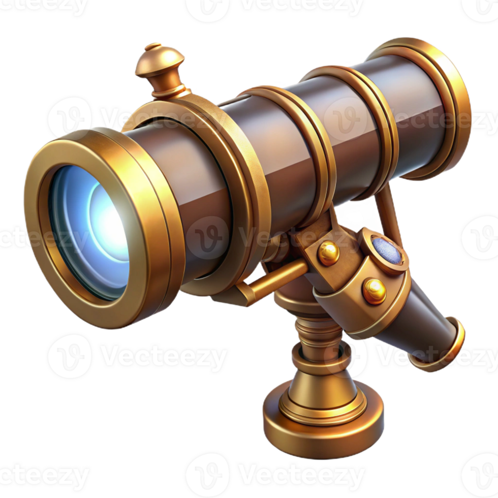 wonderful vintage A Steampunk Telescope with Intricate Bras authentic png
