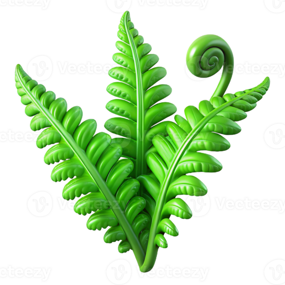 serene artistic A Lush Green Fern Unfurling in a Rainfore professional png