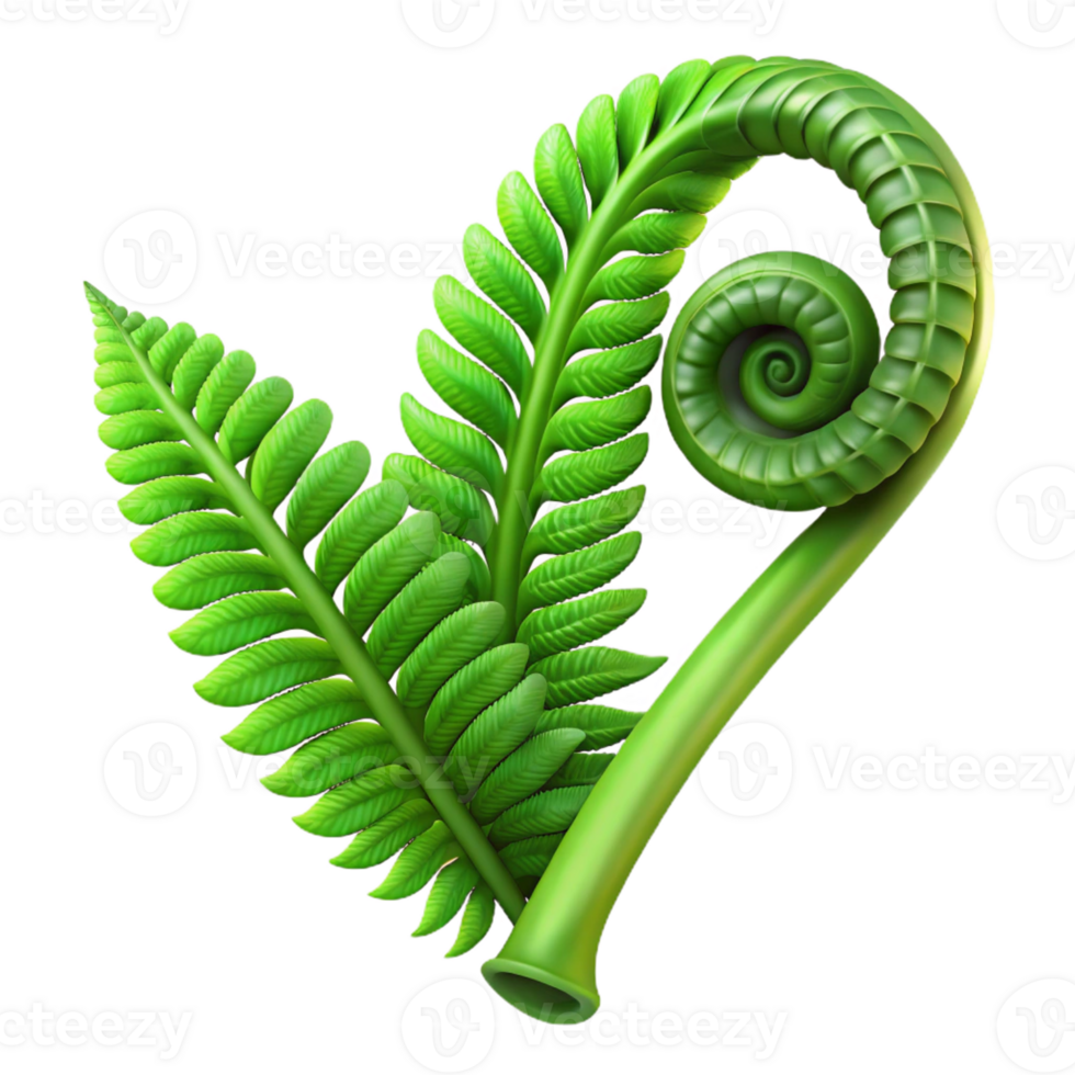 serene creative A Lush Green Fern Unfurling in a Rainfore premium png