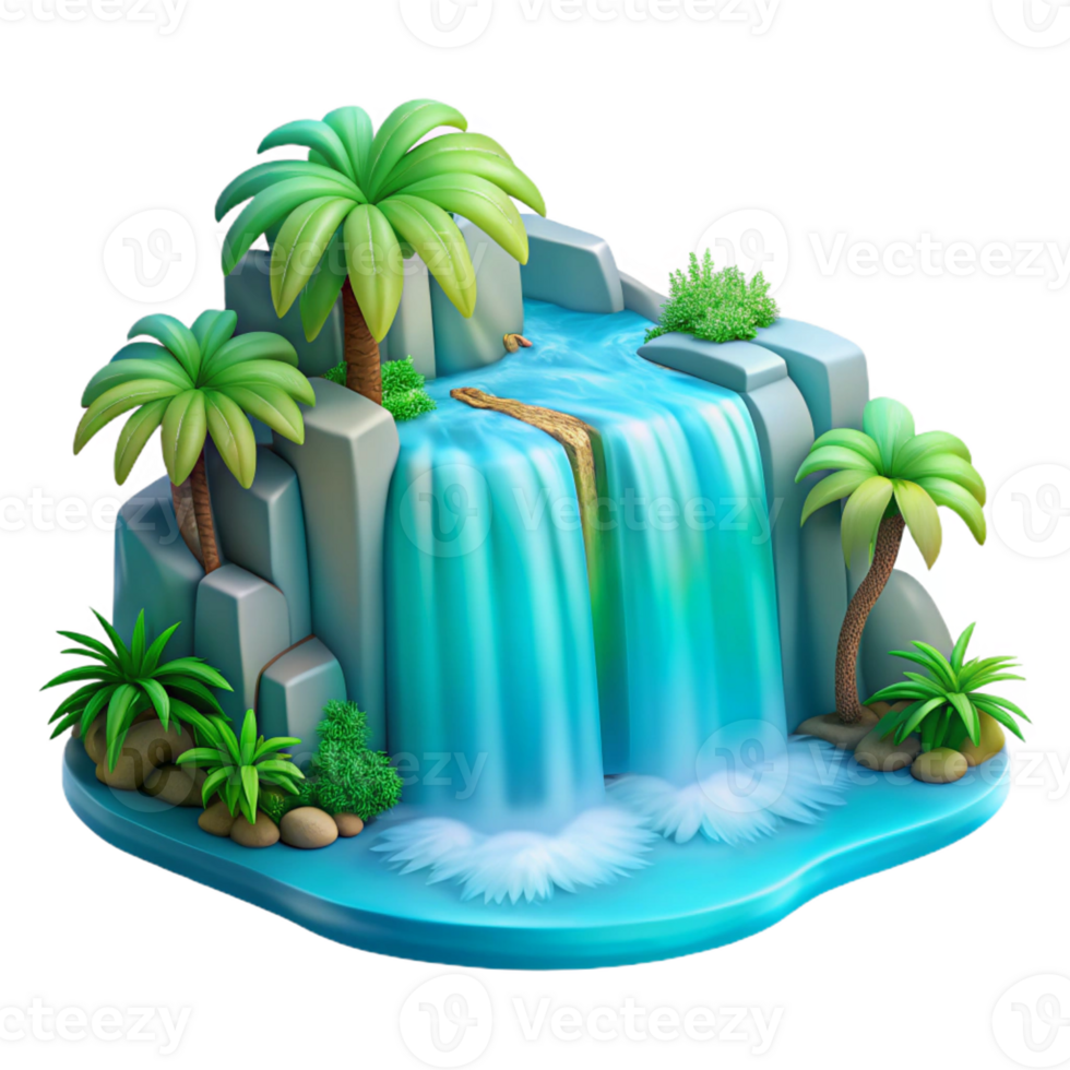 impressive classic A Cascading Waterfall in a Tropical Jungle detailed png