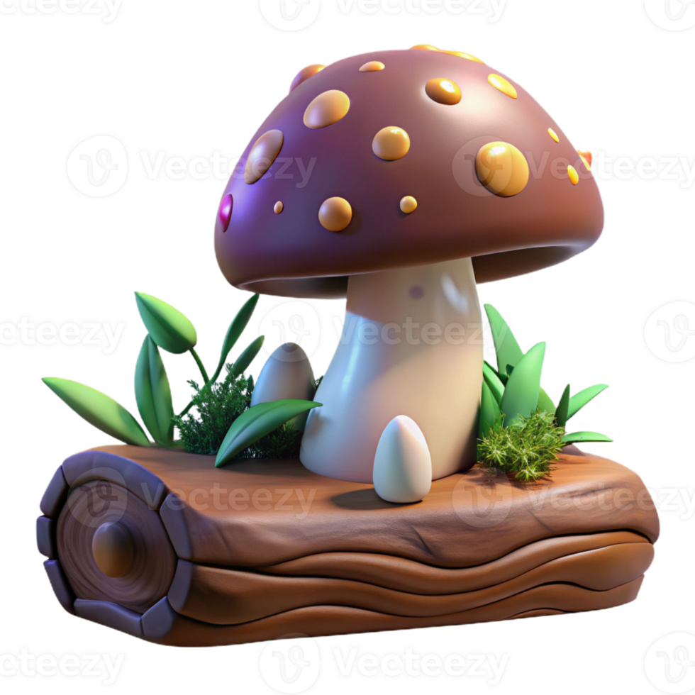 magnificent artistic A Mushroom Growing on a Fallen Log Dark high resolution png
