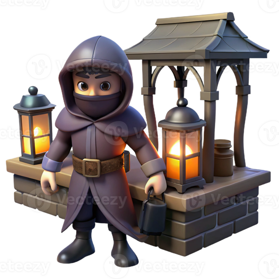 vibrant rustic A Cunning Rogue Hiding in the Shadows Of professional png