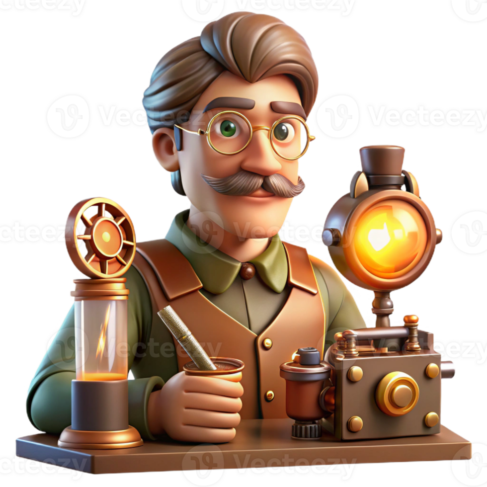 magnificent modern A Portrait of a Steampunk Inventor in a Wo exclusive png