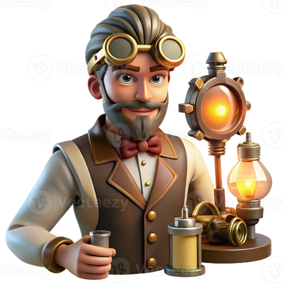 magnificent modern A Portrait of a Steampunk Inventor in a Wo original png