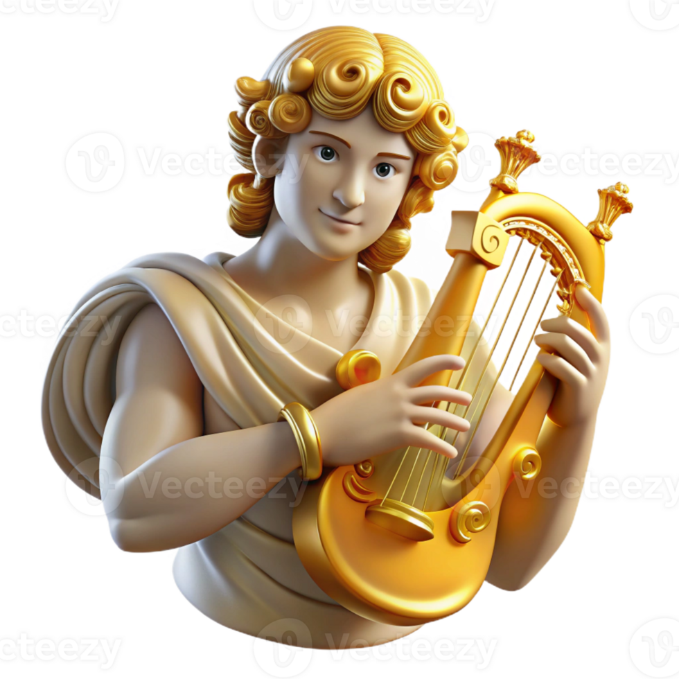 stunning modern Apollo God of Music and Light Playing A high resolution png