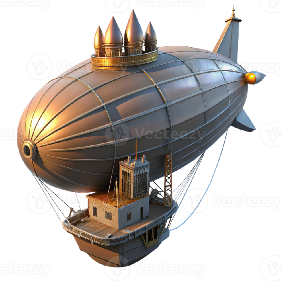 impressive contemporary A Steampunk Zeppelin Docking at a Floatin original png