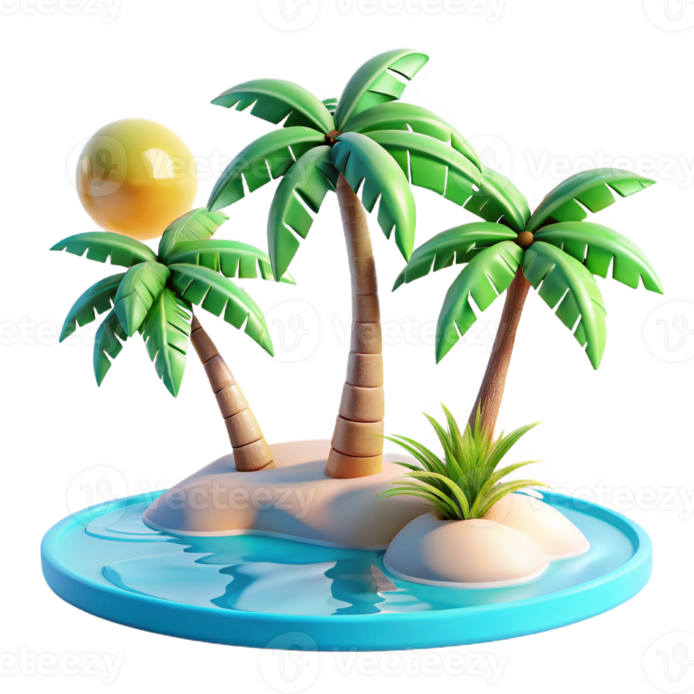 wonderful classic A Tropical Beach with Palm Trees and Turq premium png