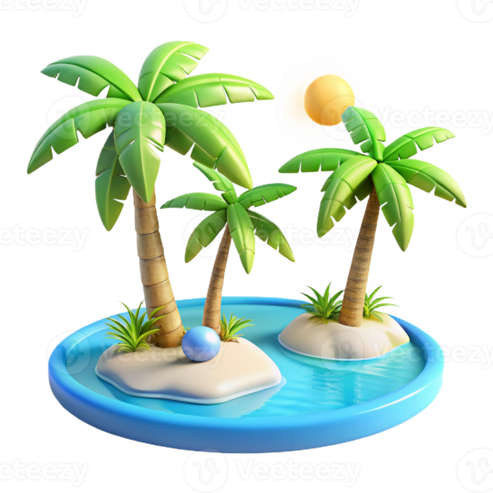 beautiful artistic A Tropical Beach with Palm Trees and Turq authentic png