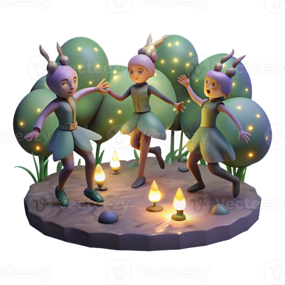 serene minimalist A Group of Fireflies Dancing in a Dark Fo exclusive png