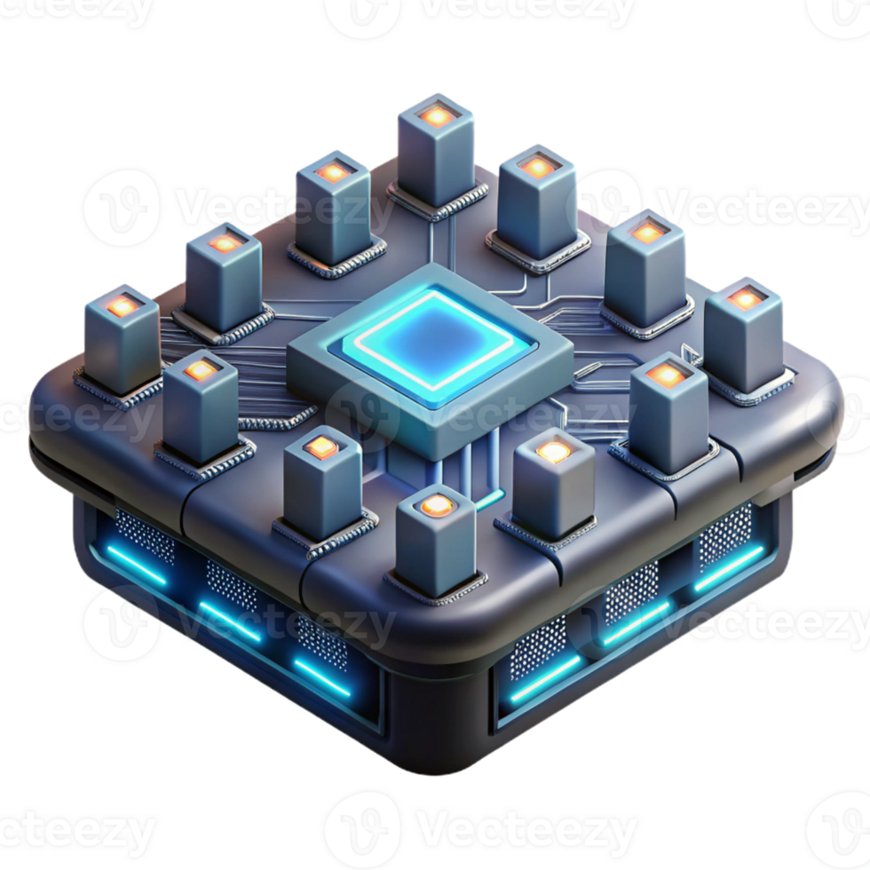 serene vintage Glowing Levitating Circuit Board detailed png