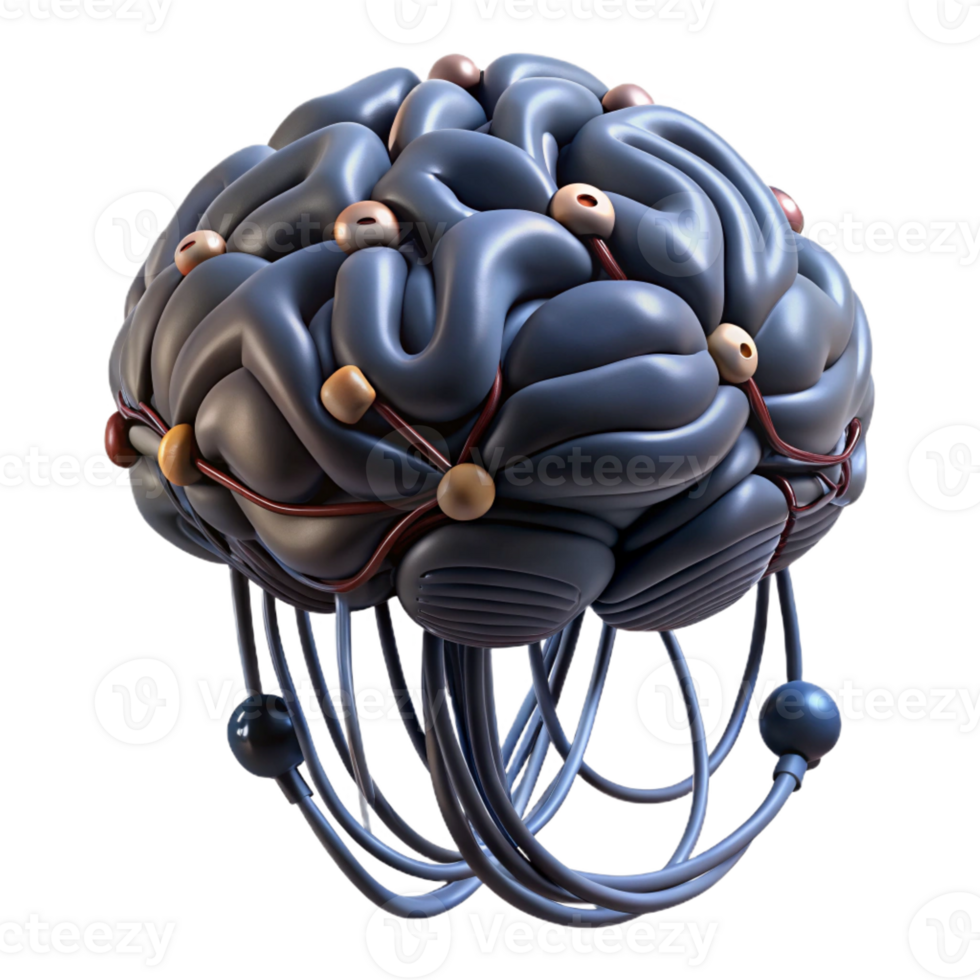 dramatic abstract A Human Brain Connected to a Vast Network high quality png