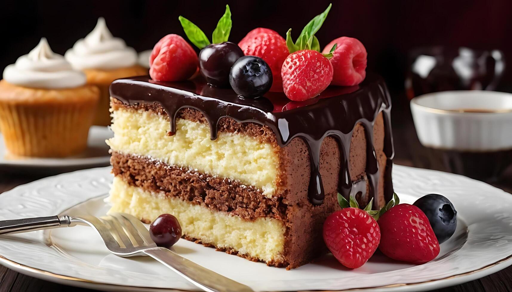 Sweet and Delicious Cake Captured in a Crisp Close-Up photo