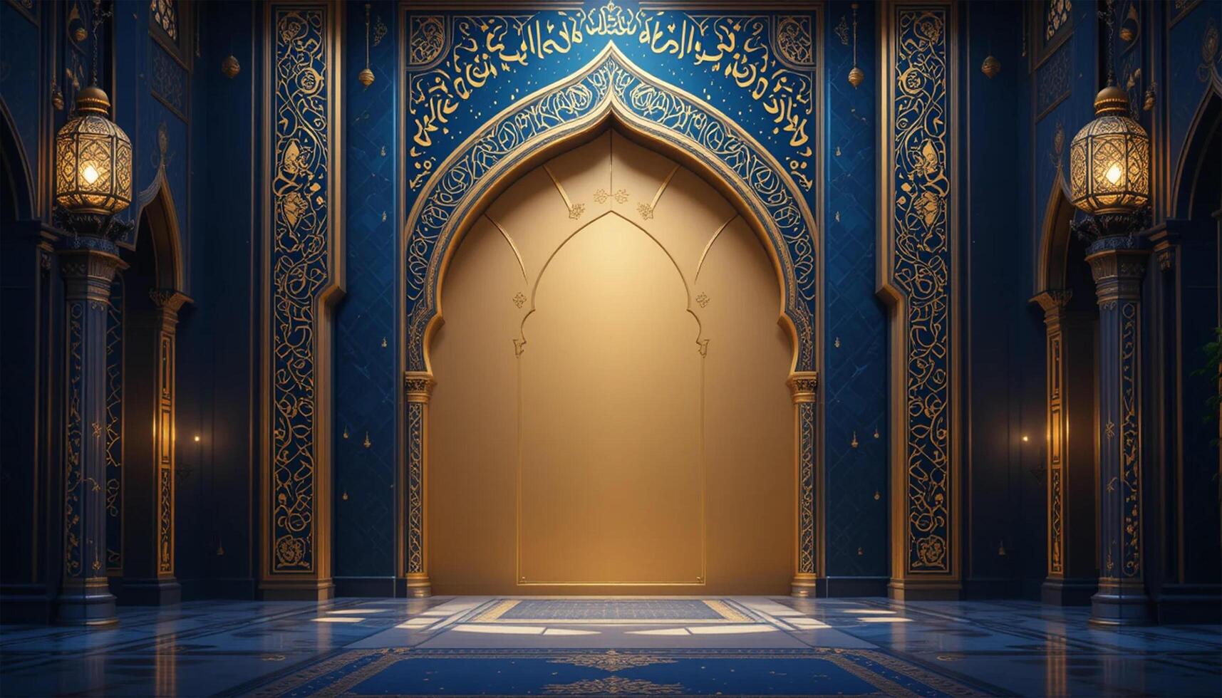 an Islamic archway with golden geometric patterns photo