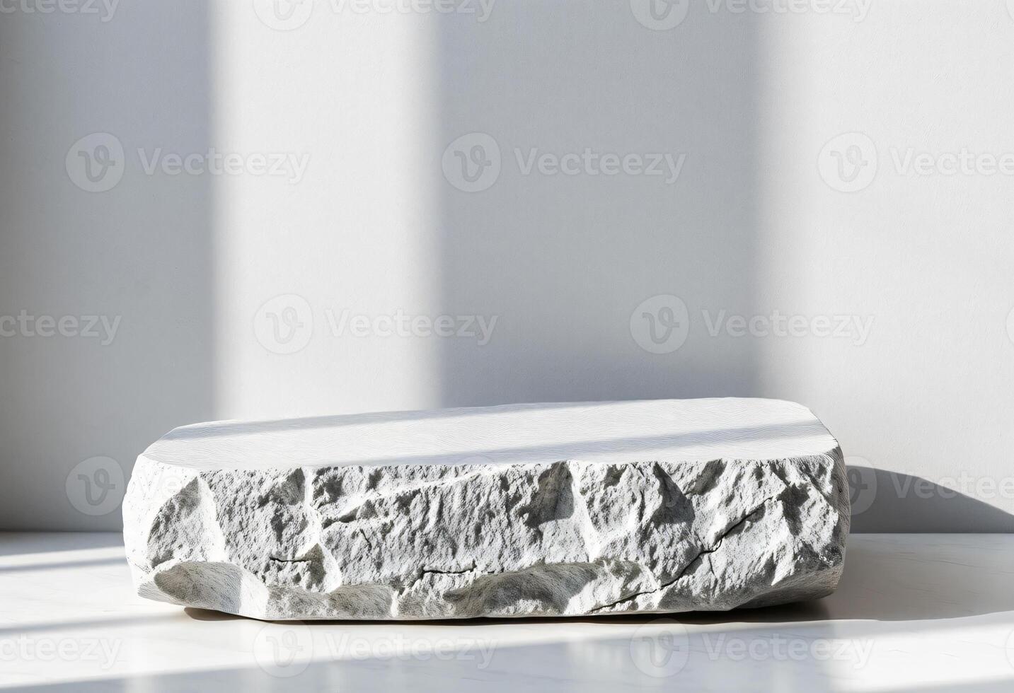Minimal Stone Slab Display with Elegant Shadows, Soft Grey Tone, Beauty Product Background photo