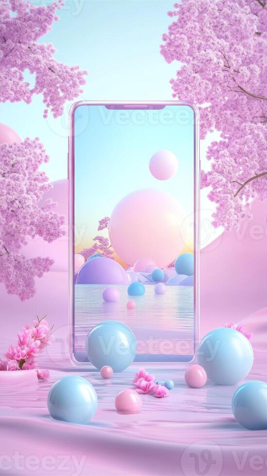 Soft and minimalistic background mockup design with pastel themes for social media photo