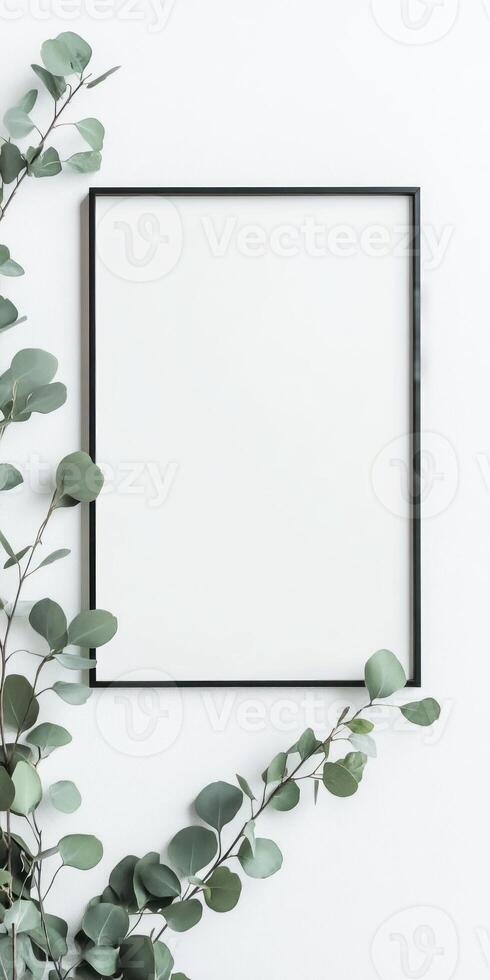 Minimalist modern certificate template design with eucalyptus leaves for professional presentation photo