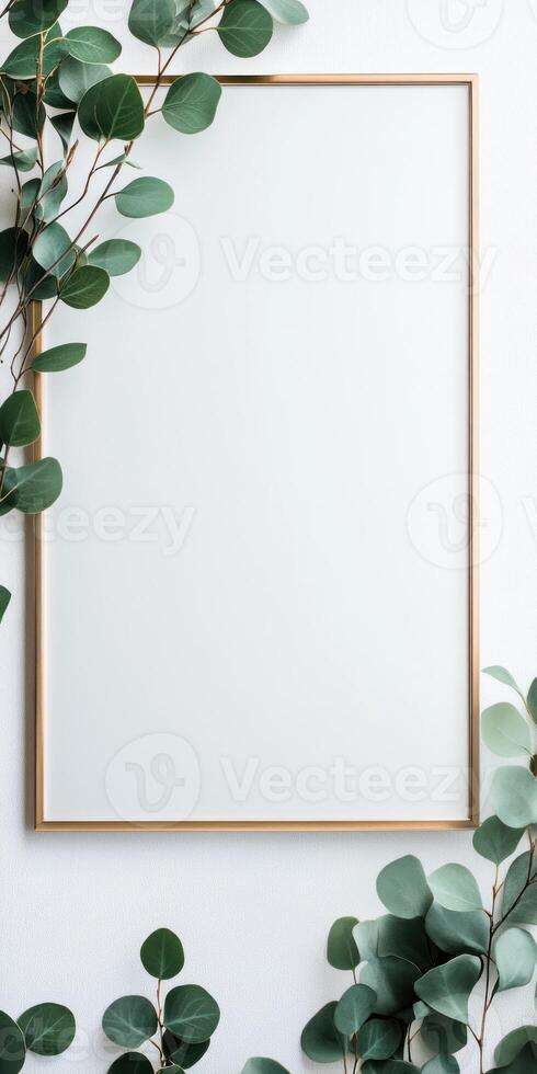 Modern certificate template mockup with elegant minimalistic design and nature elements photo