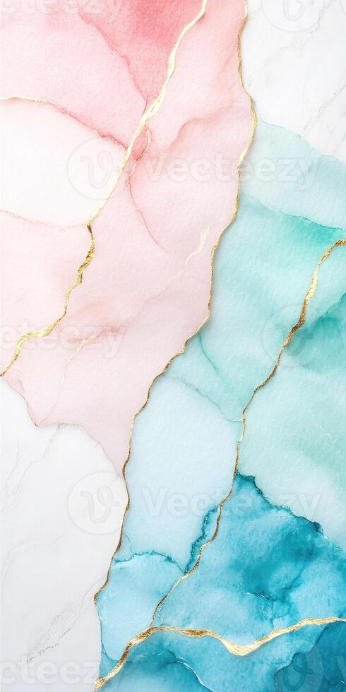 Abstract pastel watercolor banner with gold accents for elegant design photo