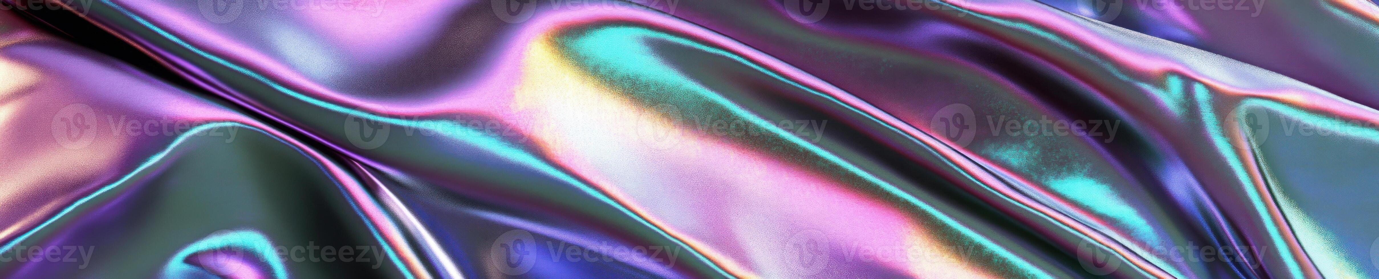 Futuristic holographic metallic surface close up with iridescent colors photo