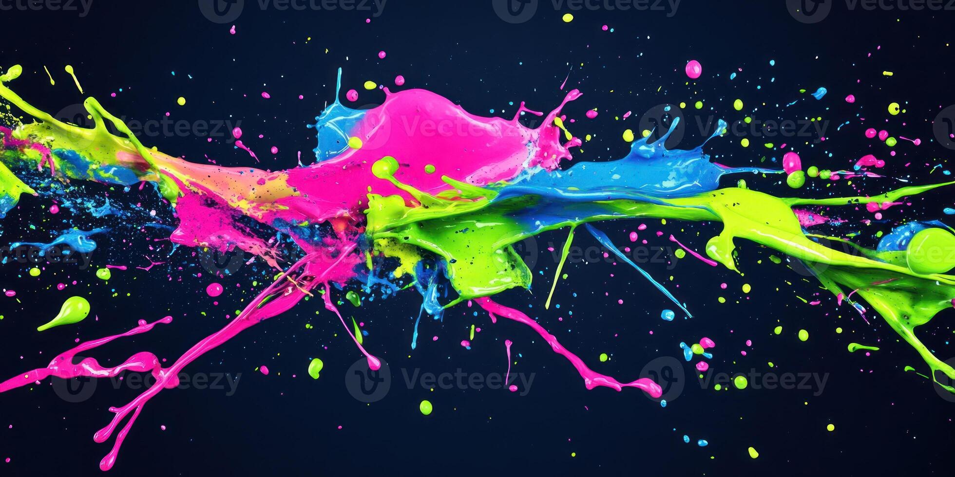 Vibrant abstract art with neon fluorescent colors in dynamic motion photo