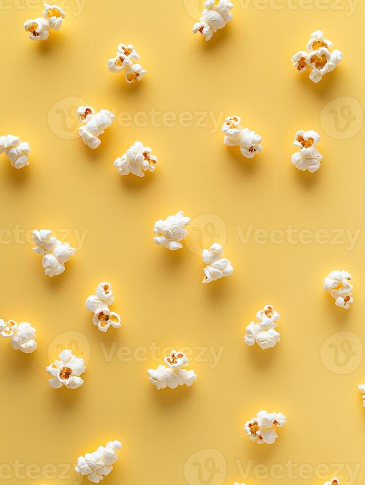 Minimalistic popcorn pattern on solid light yellow background for creative design photo