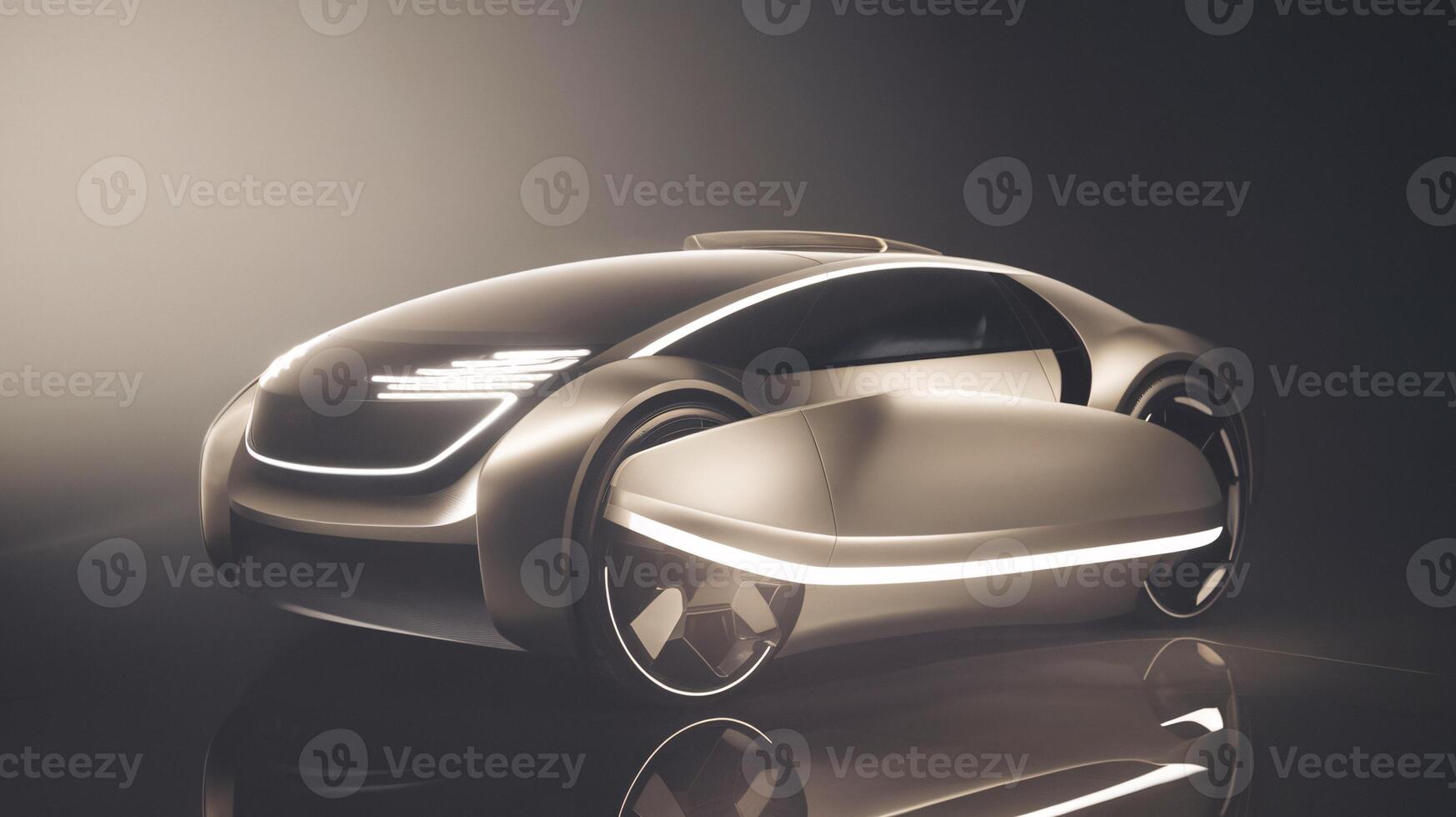 Futuristic concept car with sleek design and illuminated features. photo