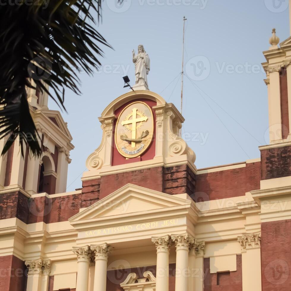 A large building with a clock on the front photo