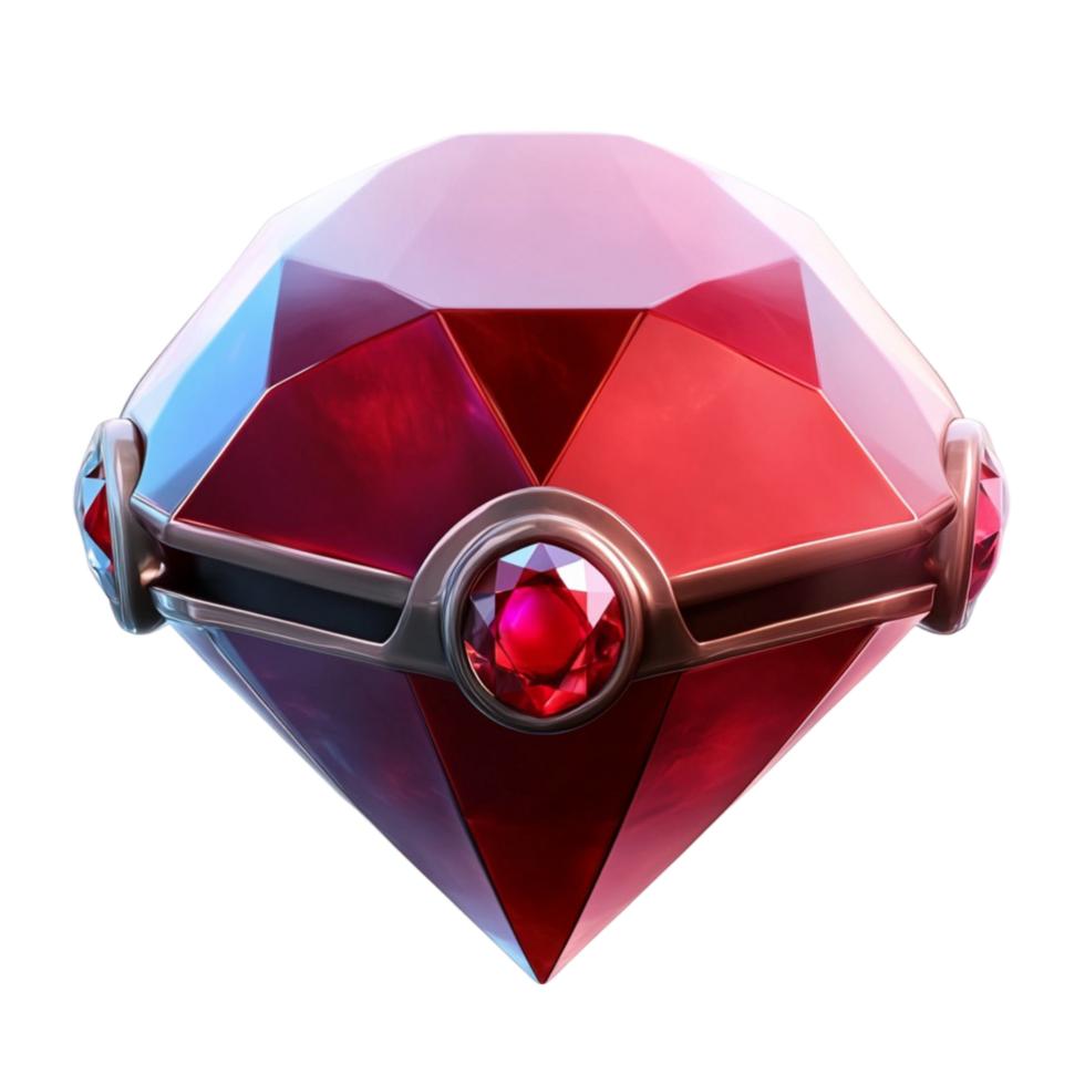 a diamond with a red gem on it png
