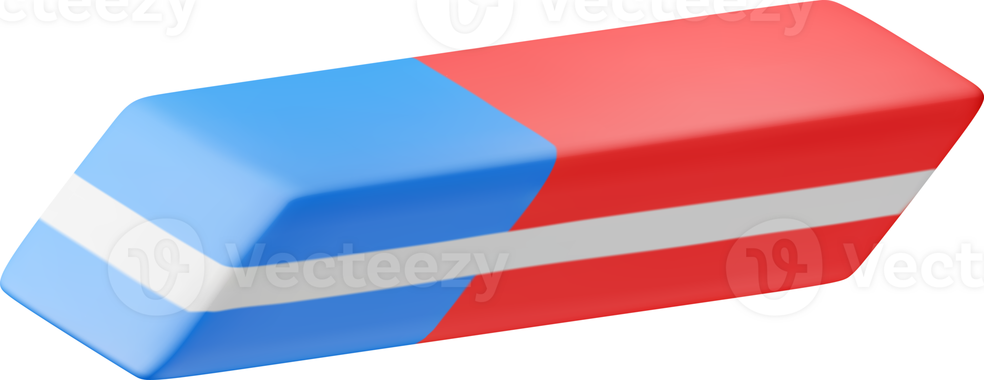 3D blue red rubber eraser png