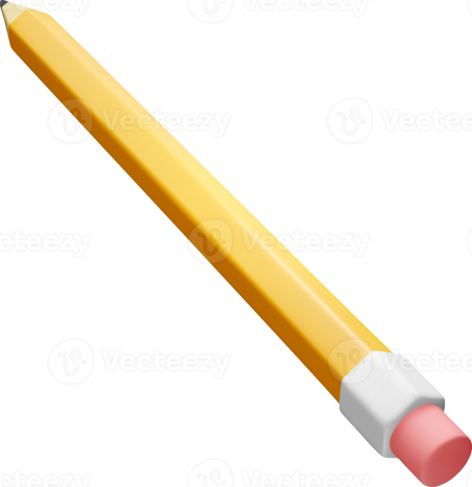 3D Black pencil with rubber eraser symbol png