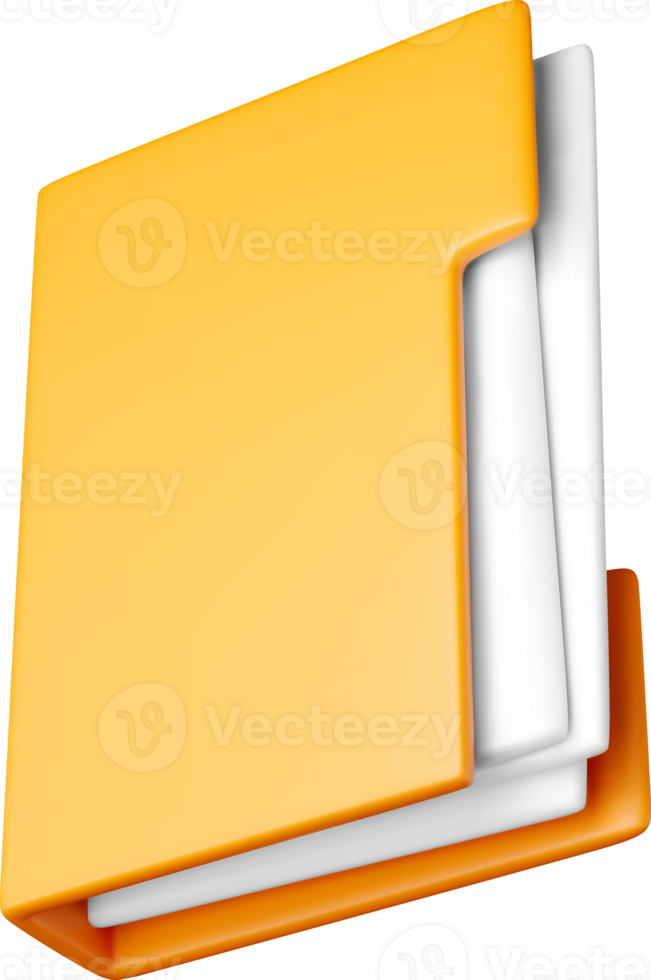 3D Yellow Business Folder full of Papers png