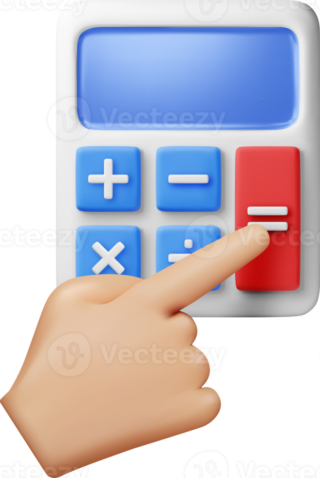 3D modern calculator in hand png