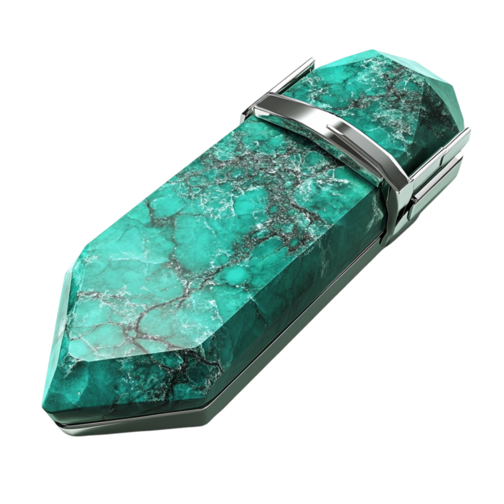 Unique Silver Ring Placed on a Polished Green Stone png
