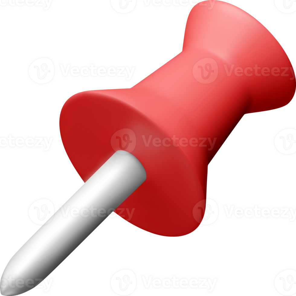 3D red color push pin icon png