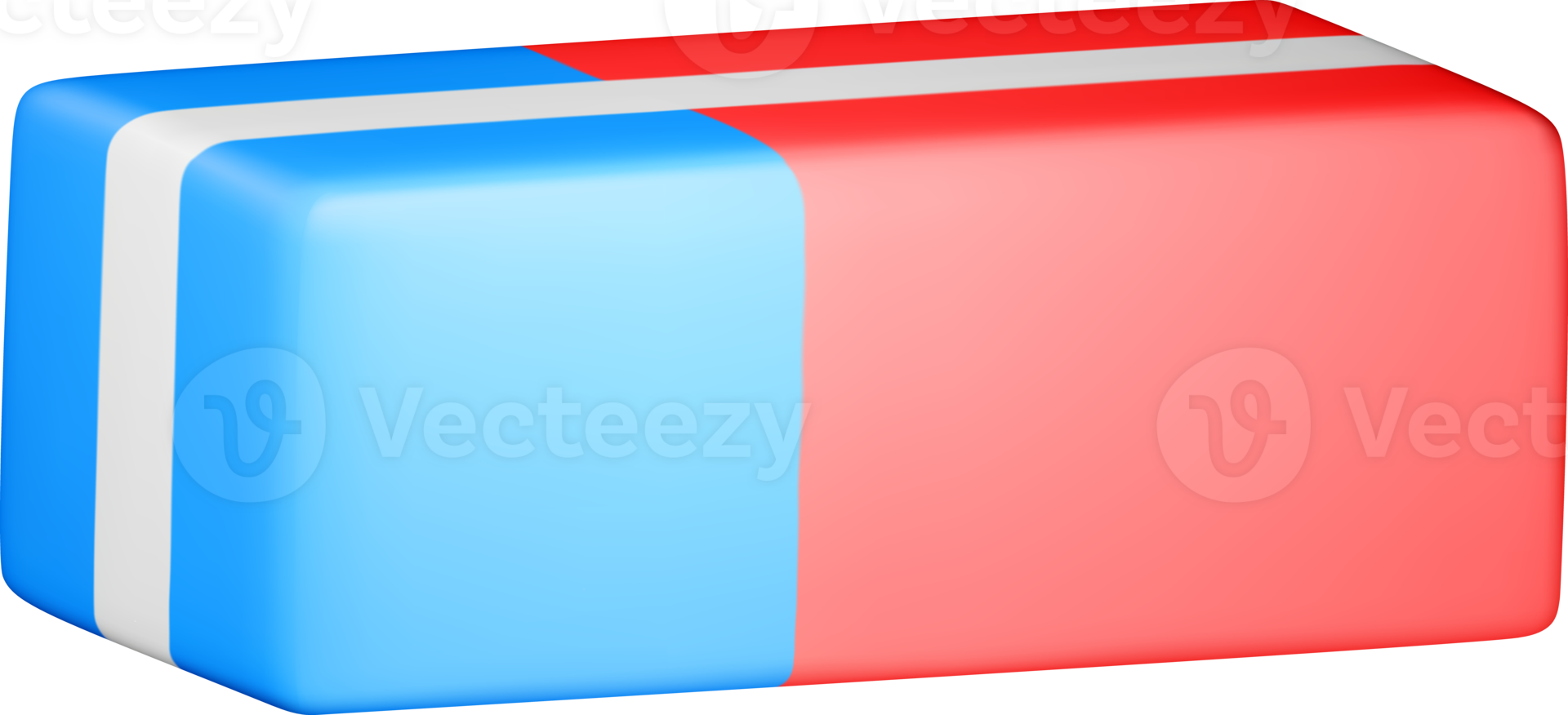 3D blue red rubber eraser icon png