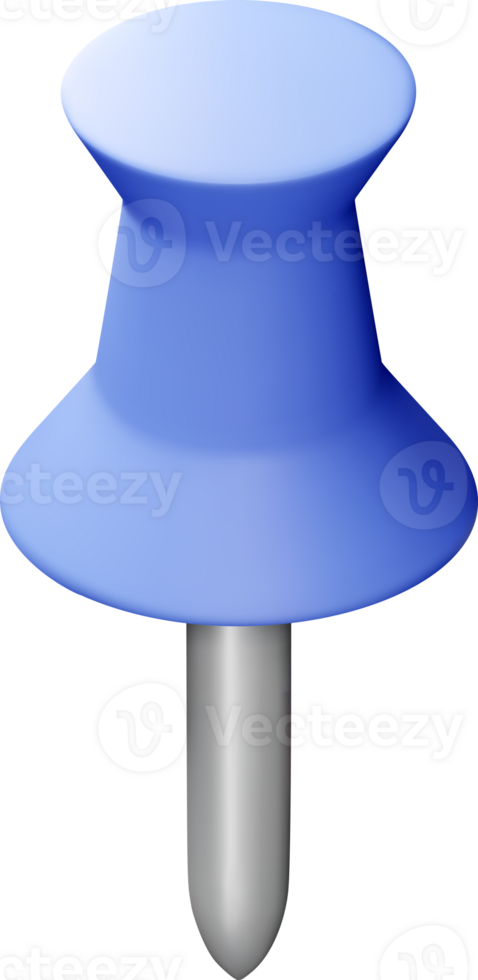 3D blue color push pin symbol png