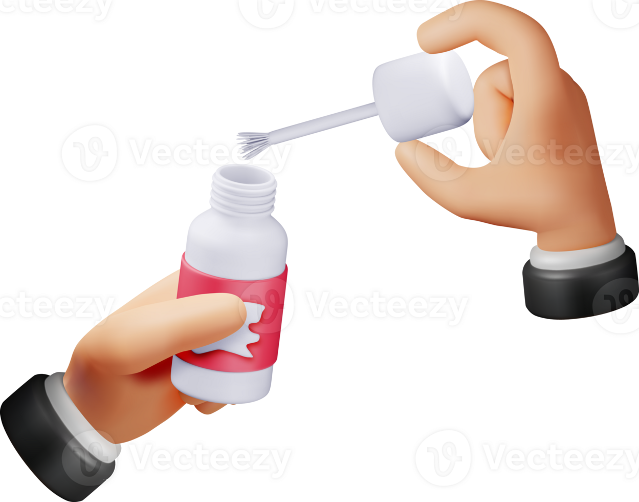 3D bottle with stationery corrector in hands png