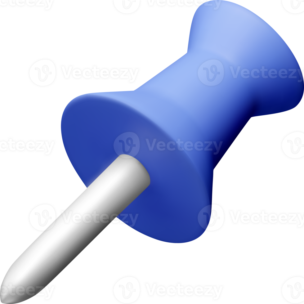 3D blue color push pin icon png