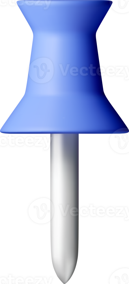 3D blue color push pin png