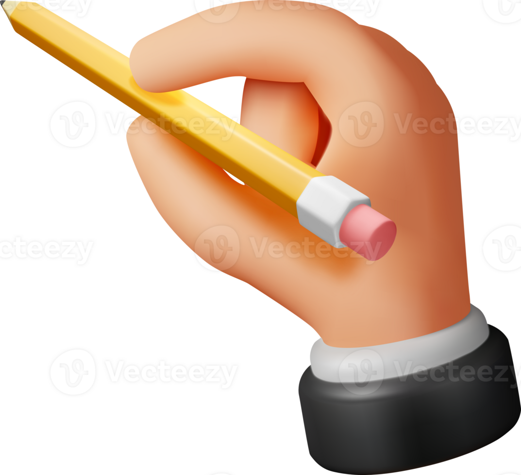 3D detailed classic pencil in hand png