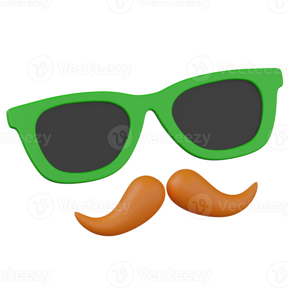 3d render Irish Mustache and Glasses illustration png